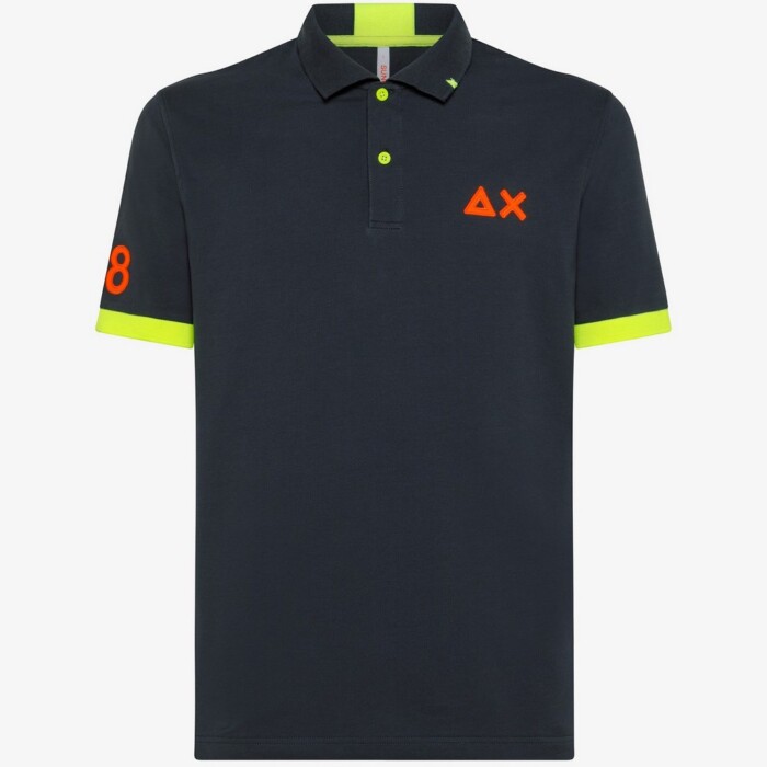 Polo Manica Corta Fluo con Logo - SUN68 - A33122 - Grigio