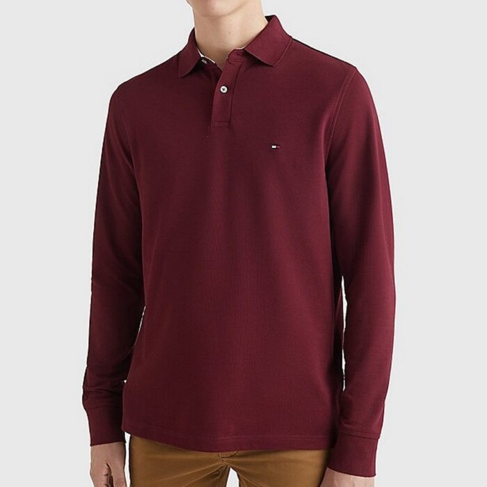 Polo Manica Lunga in Piquet Regular Fit TOMMY HILFIGER - MW0MW20183 - Bordeaux