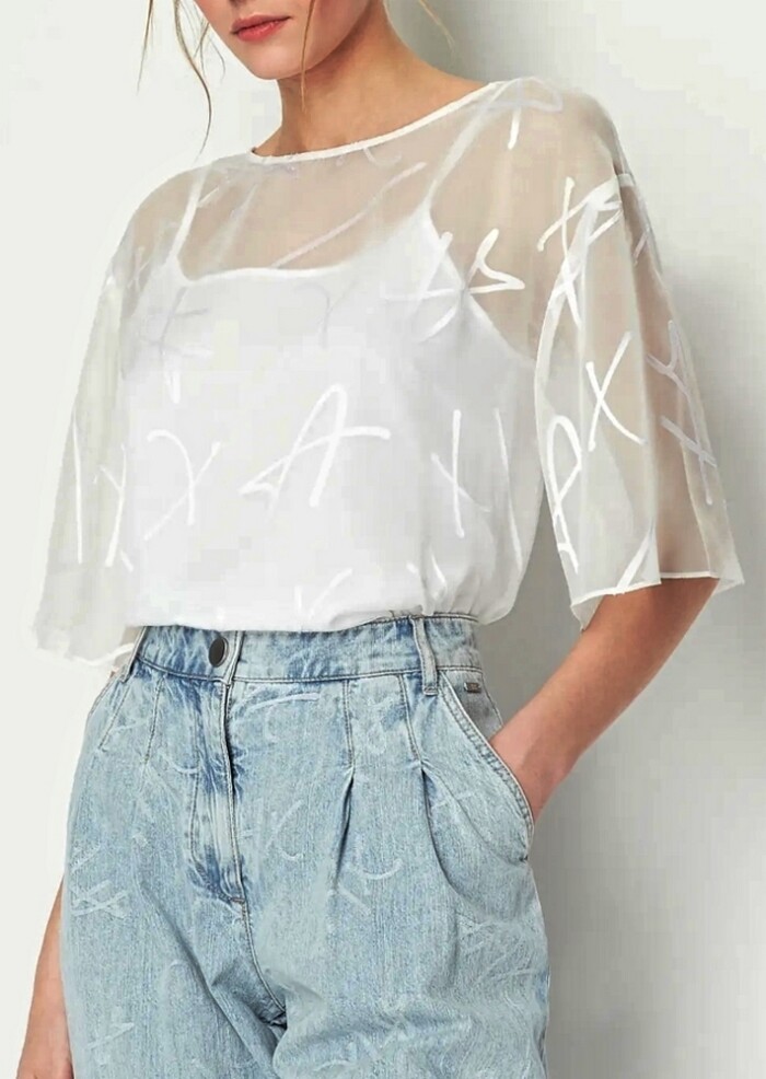 Blusa con Tulle e Sottoveste ARMANI | EXCHANGE donna - Art. 3RYH26YN2KZ - Bianco