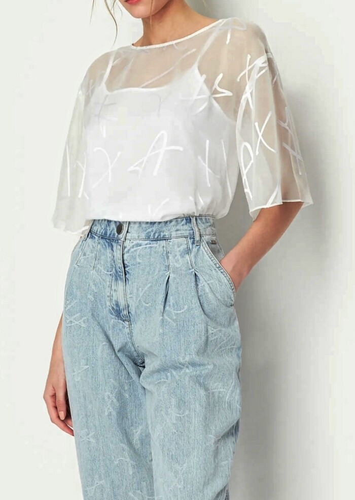 Blusa con Tulle e Sottoveste ARMANI | EXCHANGE donna - Art. 3RYH26YN2KZ - Bianco - immagine 5