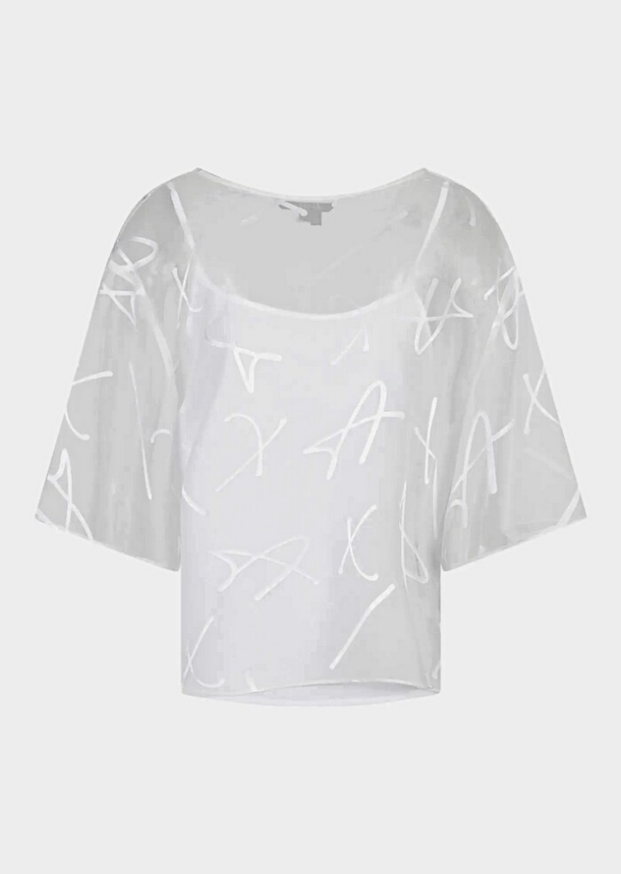Blusa con Tulle e Sottoveste ARMANI | EXCHANGE donna - Art. 3RYH26YN2KZ - Bianco - immagine 6
