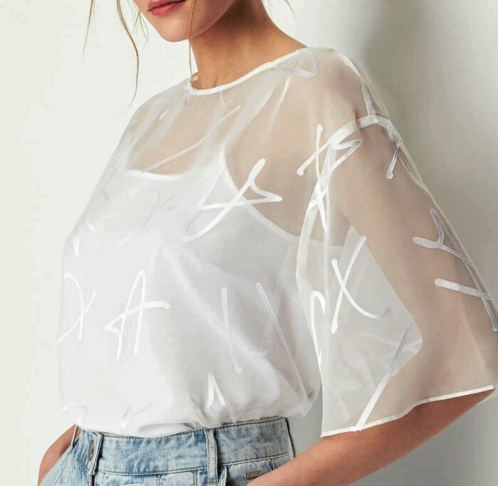 Blusa con Tulle e Sottoveste ARMANI | EXCHANGE donna - Art. 3RYH26YN2KZ - Bianco - immagine 2