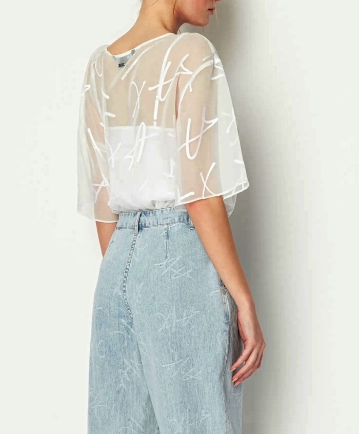 Blusa con Tulle e Sottoveste ARMANI | EXCHANGE donna - Art. 3RYH26YN2KZ - Bianco - immagine 3