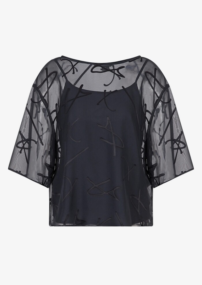 Blusa con Tulle e Sottoveste ARMANI | EXCHANGE donna - Art. 3RYH26YN2KZ - Blu - immagine 5