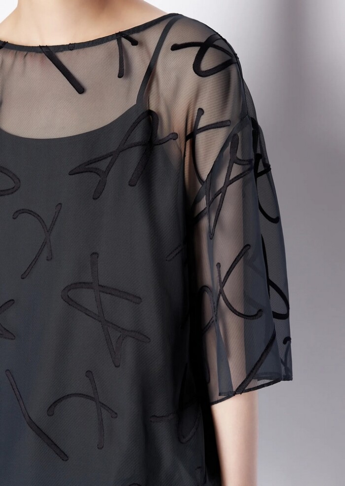 Blusa con Tulle e Sottoveste ARMANI | EXCHANGE donna - Art. 3RYH26YN2KZ - Blu - immagine 2