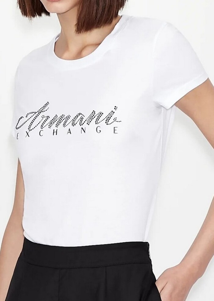 T-Shirt Logo con Bulloni ARMANI | EXCHANGE donna - Art. 8NYT91YJG3Z - Bianco