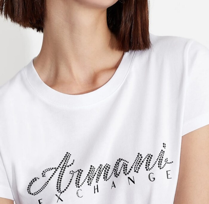 T-Shirt Logo con Bulloni ARMANI | EXCHANGE donna - Art. 8NYT91YJG3Z - Bianco - immagine 2