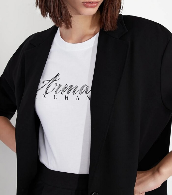 T-Shirt Logo con Bulloni ARMANI | EXCHANGE donna - Art. 8NYT91YJG3Z - Bianco - immagine 3