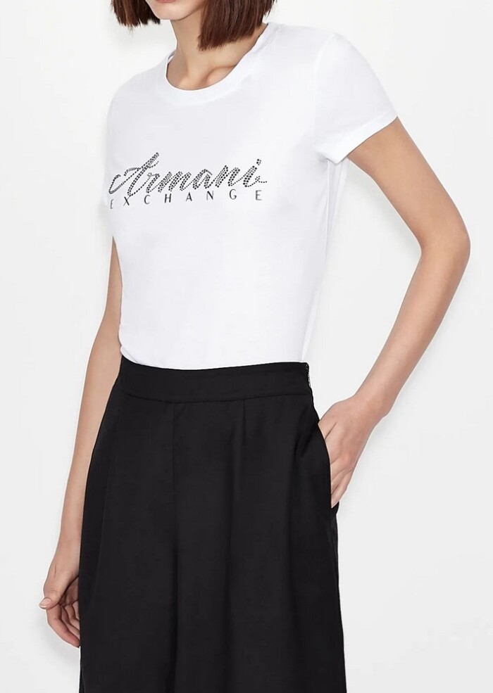T-Shirt Logo con Bulloni ARMANI | EXCHANGE donna - Art. 8NYT91YJG3Z - Bianco - immagine 5