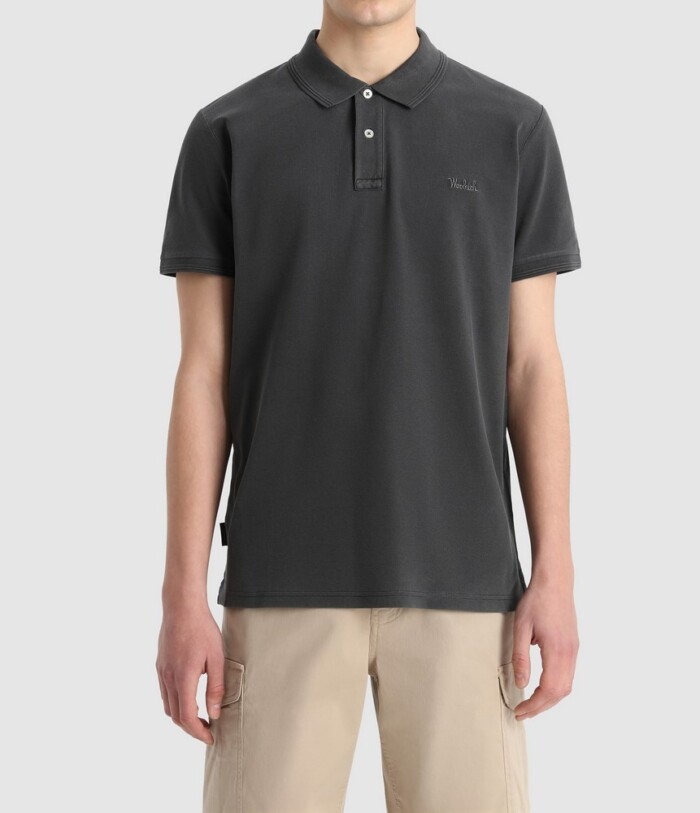 Polo Elasticizzata Vintage Mackinack WOOLRICH – CFWOPO0035MRUT1483 - Nero Lavato - immagine 3