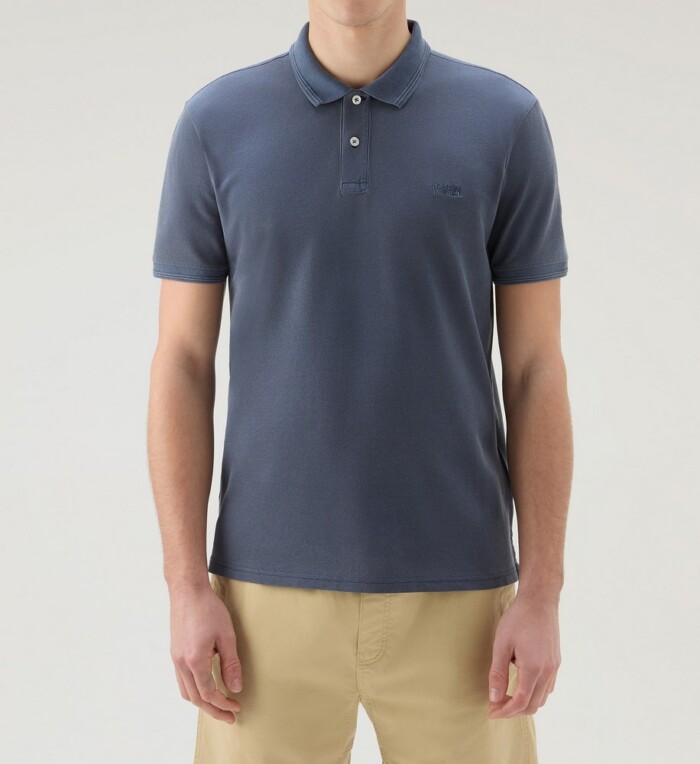 Polo Elasticizzata Vintage Mackinack WOOLRICH – CFWOPO0035MRUT1483 - Blu Lavato - immagine 3