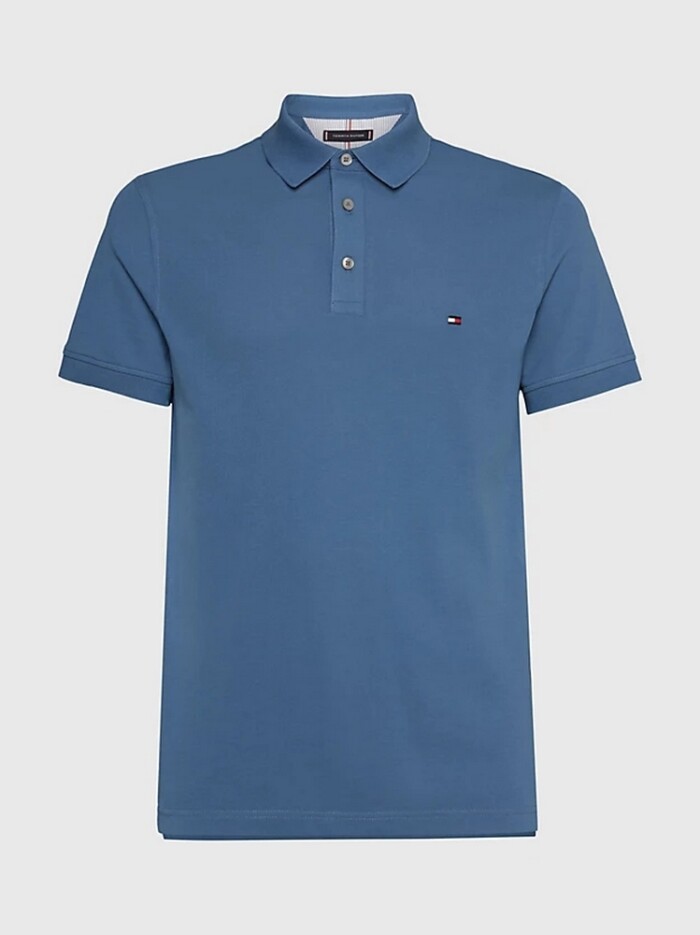 Polo Slim Fit Tinta Unita in Piquet Elasticizzato - TOMMY HILFIGER - Art. MW0MW17771DBX - Blue Coast - immagine 5