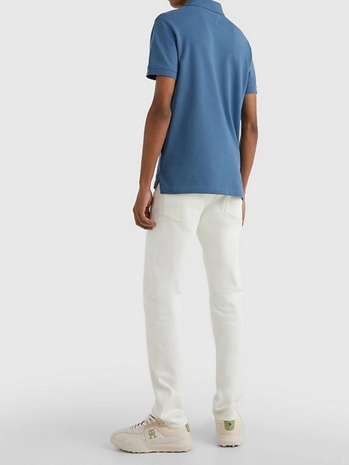 Polo Slim Fit Tinta Unita in Piquet Elasticizzato - TOMMY HILFIGER - Art. MW0MW17771DBX - Blue Coast - immagine 4