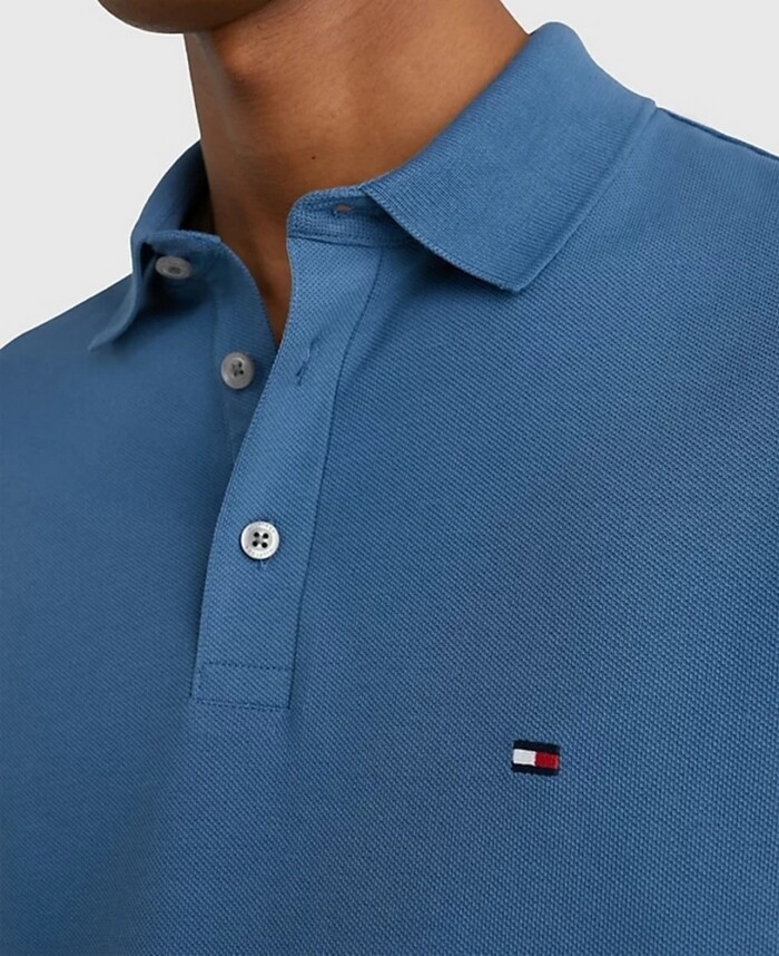 Polo Slim Fit Tinta Unita in Piquet Elasticizzato - TOMMY HILFIGER - Art. MW0MW17771DBX - Blue Coast - immagine 2