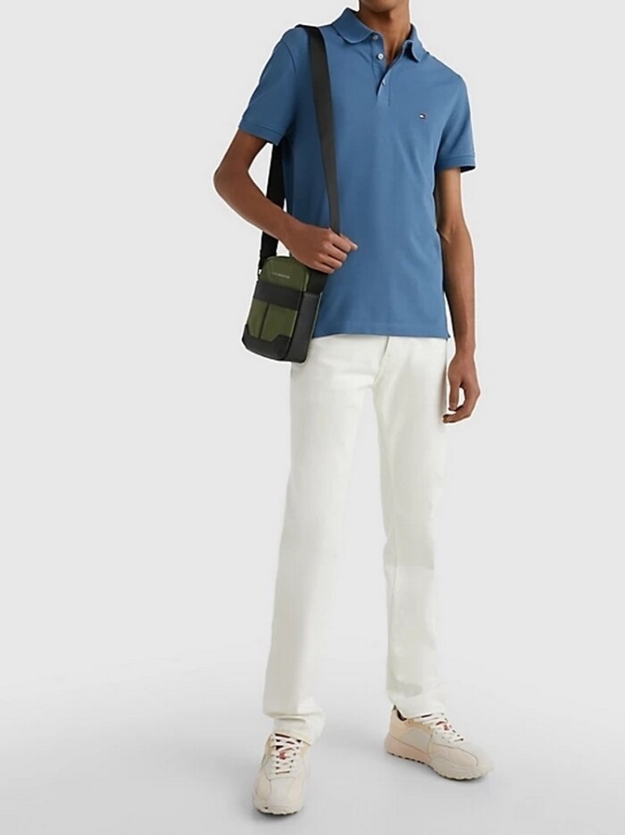 Polo Slim Fit Tinta Unita in Piquet Elasticizzato - TOMMY HILFIGER - Art. MW0MW17771DBX - Blue Coast - immagine 3