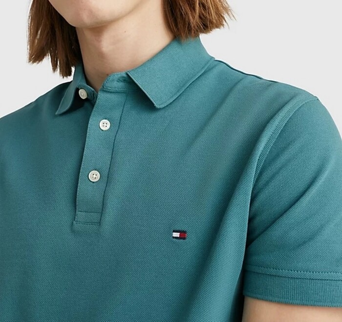 Polo Slim Fit Tinta Unita in Piquet Elasticizzato - TOMMY HILFIGER - Art. MW0MW17771MB6 - Frosted Green - immagine 2