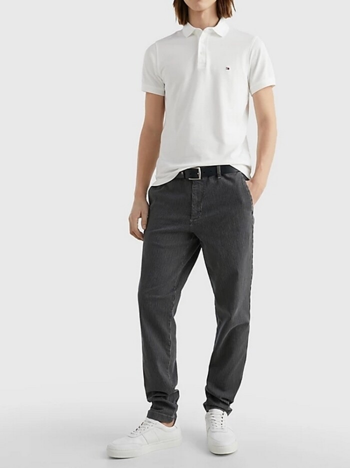 Polo Slim Fit Tinta Unita in Piquet Elasticizzato - TOMMY HILFIGER - Art. MW0MW17771YBR - Bianco - immagine 5