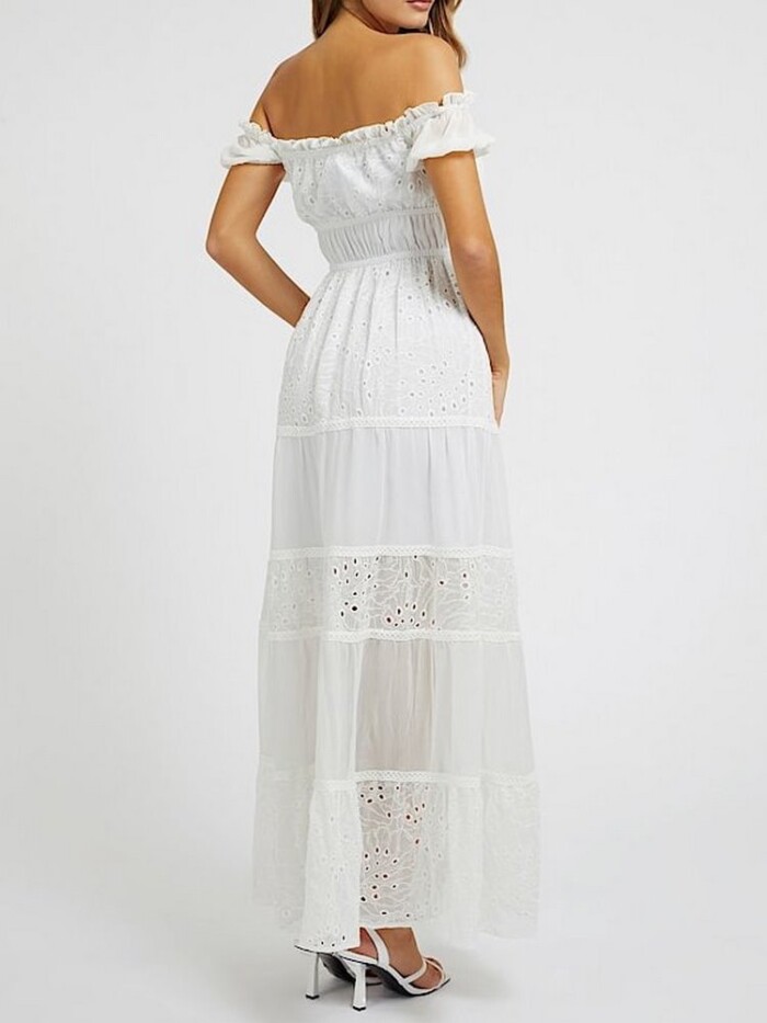 Abito Lungo con Pizzo - GUESS - W3GK51WFDR2 - Bianco - immagine 2