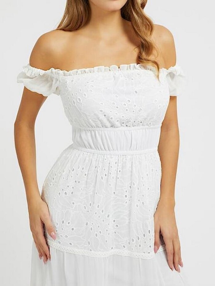 Abito Lungo con Pizzo - GUESS - W3GK51WFDR2 - Bianco - immagine 3