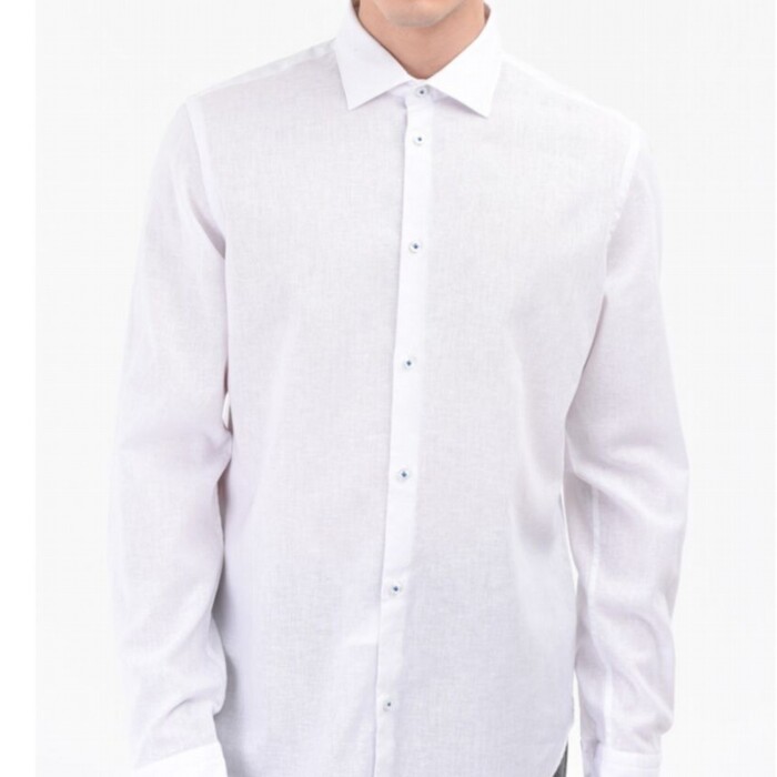 Camicia SlimFit in Lino e Cotone - MANUEL RITZ - Art. 3432E602L.233396 - Bianco
