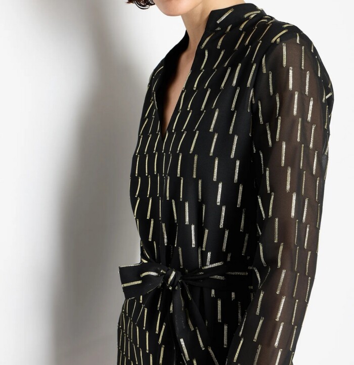 Abito in Chiffon Jacquard con Dettagli Metal - ARMANI | EXCHANGE donna - Art. 6RYA40YN9MZ142AG - Nero - immagine 2