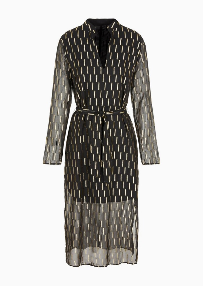 Abito in Chiffon Jacquard con Dettagli Metal - ARMANI | EXCHANGE donna - Art. 6RYA40YN9MZ142AG - Nero - immagine 7