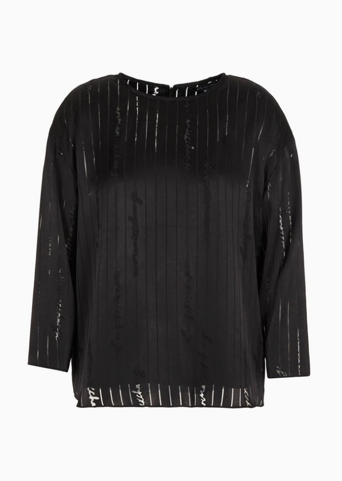 Blusa in Satin con Logo Devorè - ARMANI | EXCHANGE donna - Art. 6RYH10YN2KZ102EL - Nero - immagine 4