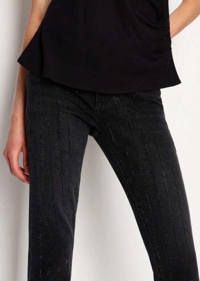 Jeans Super Skinny in Stretch Cotton Denim con Brillantini - ARMANI | EXCHANGE donna - Art. 6RYJ10Y12KZ10204 - Nero