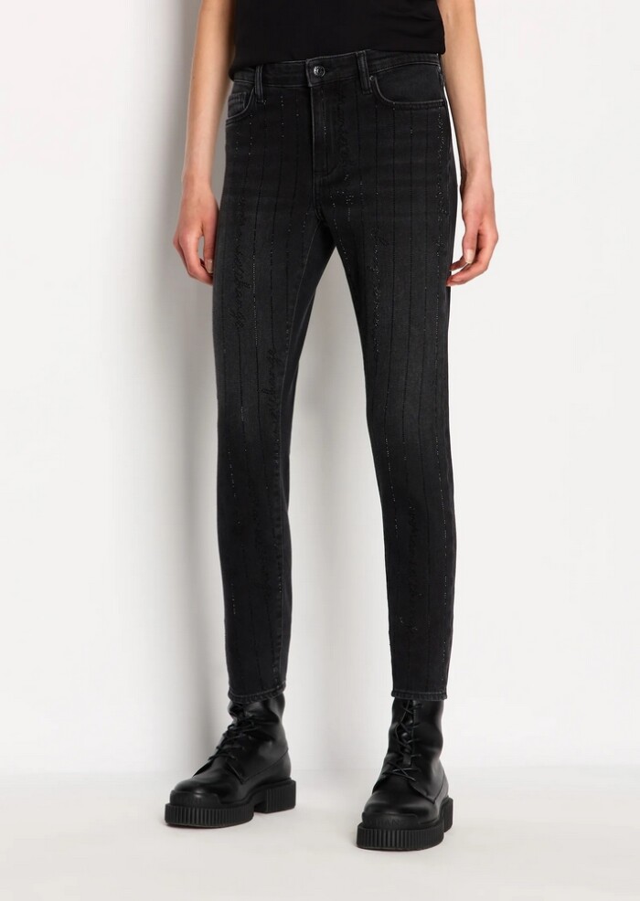 Jeans Super Skinny in Stretch Cotton Denim con Brillantini - ARMANI | EXCHANGE donna - Art. 6RYJ10Y12KZ10204 - Nero - immagine 5