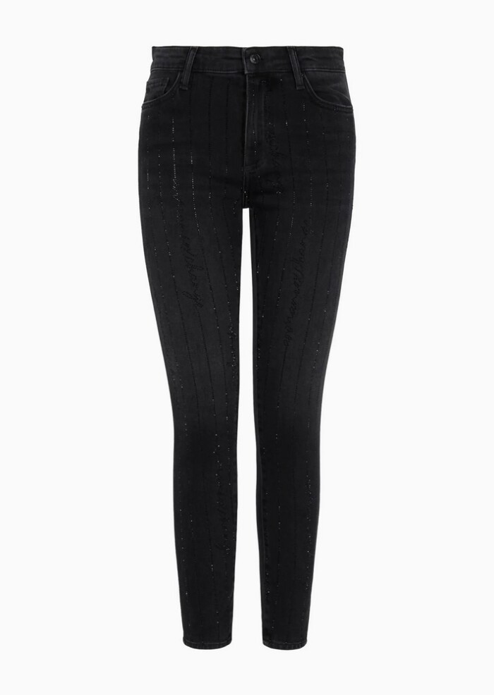Jeans Super Skinny in Stretch Cotton Denim con Brillantini - ARMANI | EXCHANGE donna - Art. 6RYJ10Y12KZ10204 - Nero - immagine 4