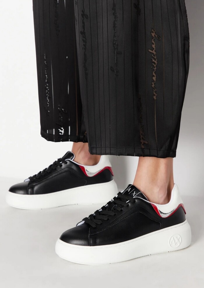 Pantaloni a Palazzo in Satin con Logo Devorè - ARMANI | EXCHANGE donna - Art. 6RYP10YN2KZ102EL - Nero - immagine 6