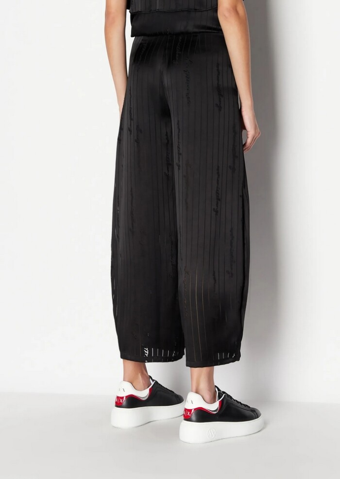 Pantaloni a Palazzo in Satin con Logo Devorè - ARMANI | EXCHANGE donna - Art. 6RYP10YN2KZ102EL - Nero - immagine 4