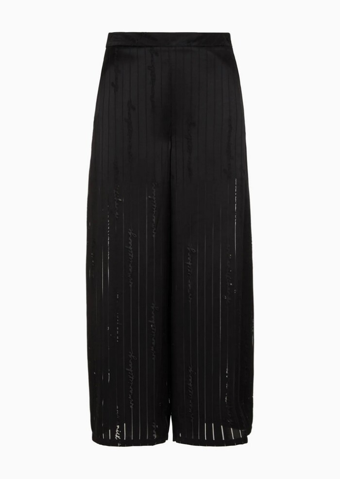 Pantaloni a Palazzo in Satin con Logo Devorè - ARMANI | EXCHANGE donna - Art. 6RYP10YN2KZ102EL - Nero - immagine 3