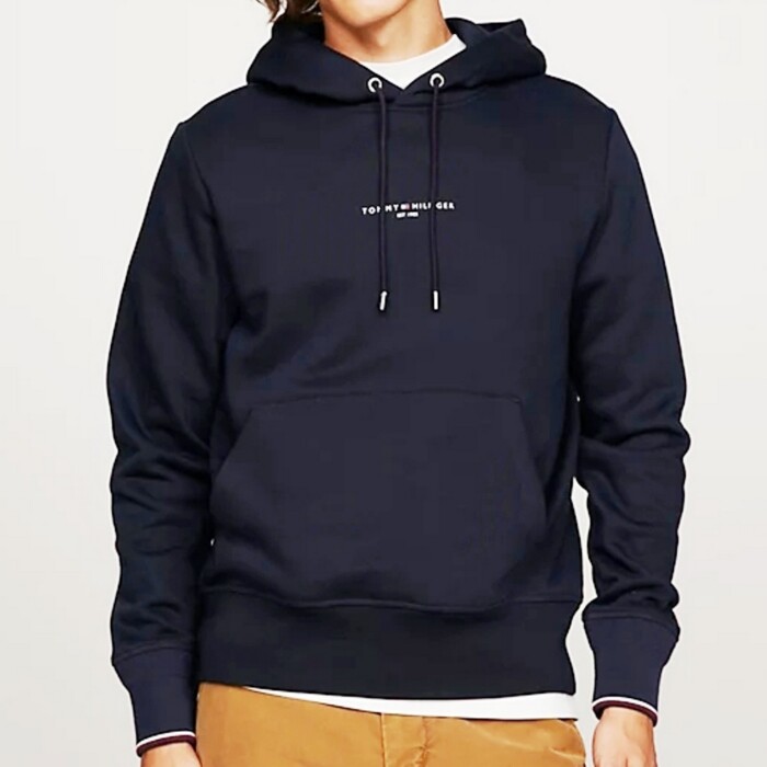 Felpa con Cappuccio e Logo Piccolo a Rilevo - TOMMY HILFIGER - MW0MW32673DW5 - Blu - immagine 3