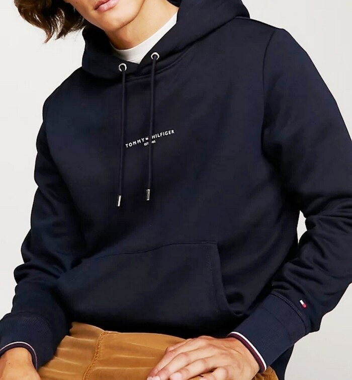 Felpa con Cappuccio e Logo Piccolo a Rilevo - TOMMY HILFIGER - MW0MW32673DW5 - Blu - immagine 2