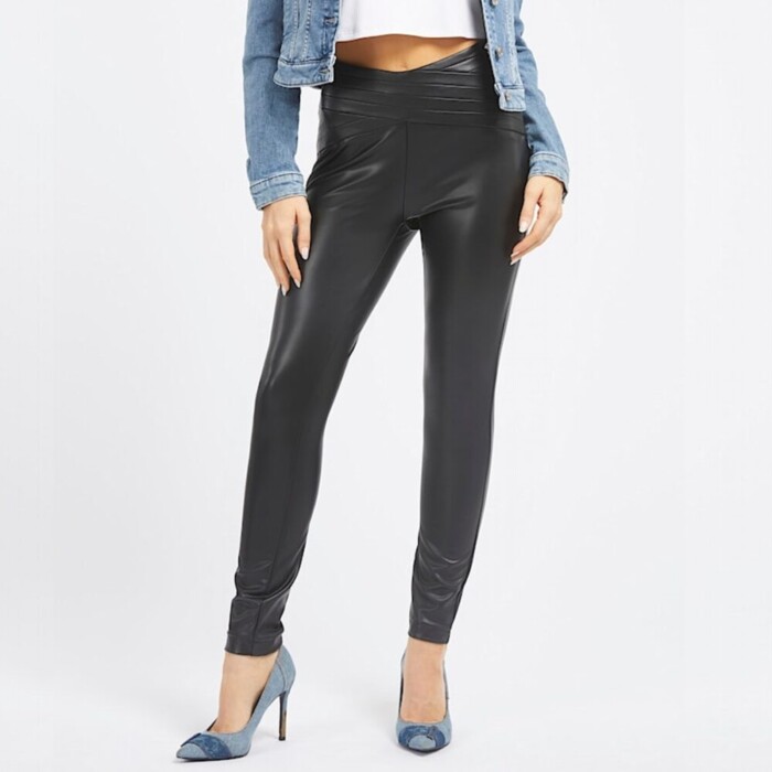 Leggings Elasticizzato in Ecopelle - GUESS - W3BB54K8S30 - Nero