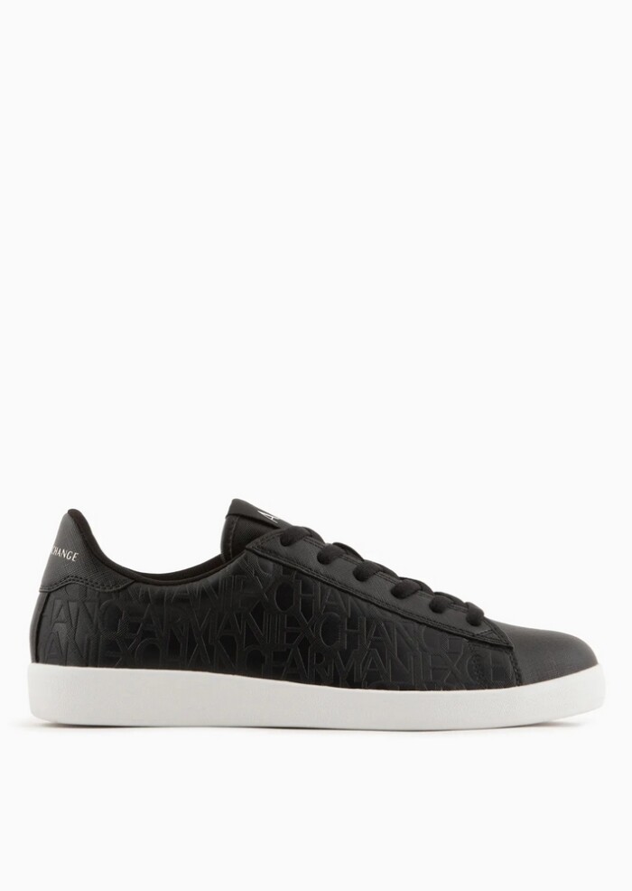 Scarpa Sneakers in Pelle con Logo All-Over - ARMANI | Exchange - Art. XUX016XV6541K001 - Nero - immagine 5
