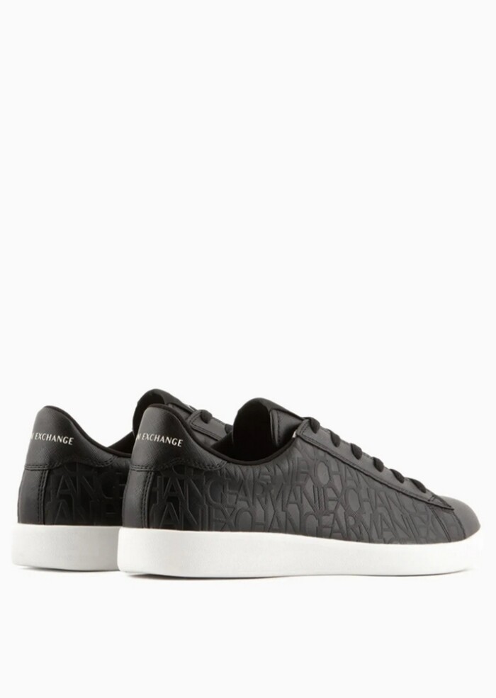 Scarpa Sneakers in Pelle con Logo All-Over - ARMANI | Exchange - Art. XUX016XV6541K001 - Nero - immagine 3