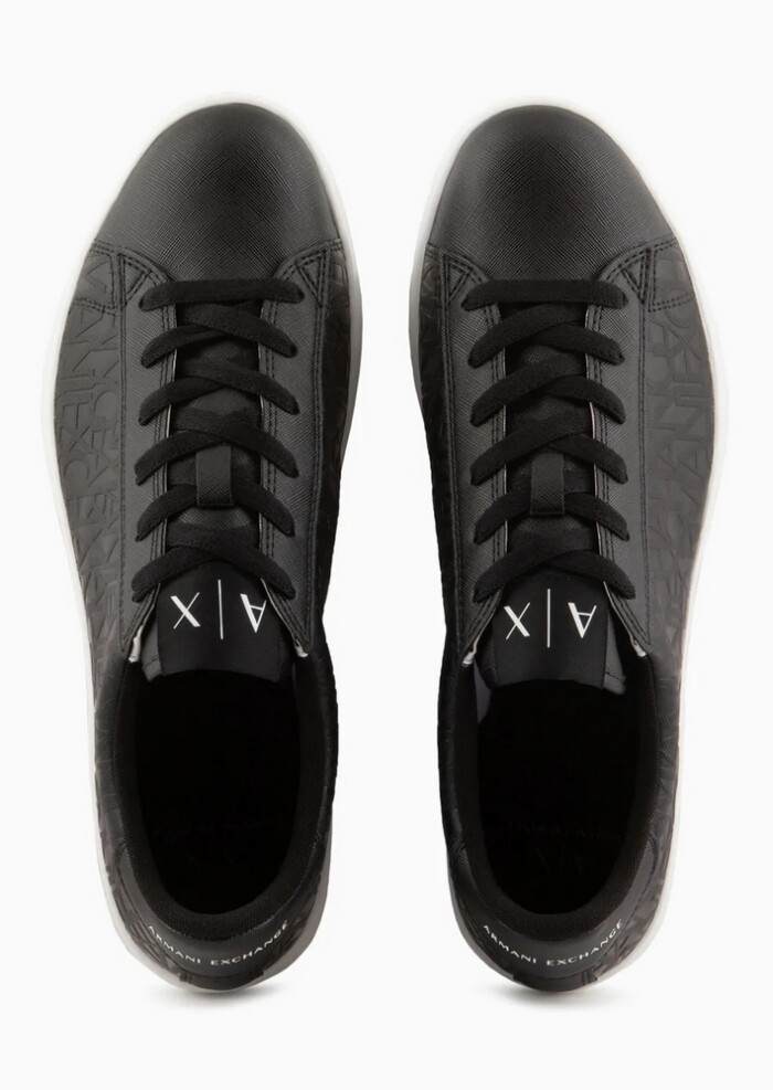 Scarpa Sneakers in Pelle con Logo All-Over - ARMANI | Exchange - Art. XUX016XV6541K001 - Nero - immagine 6