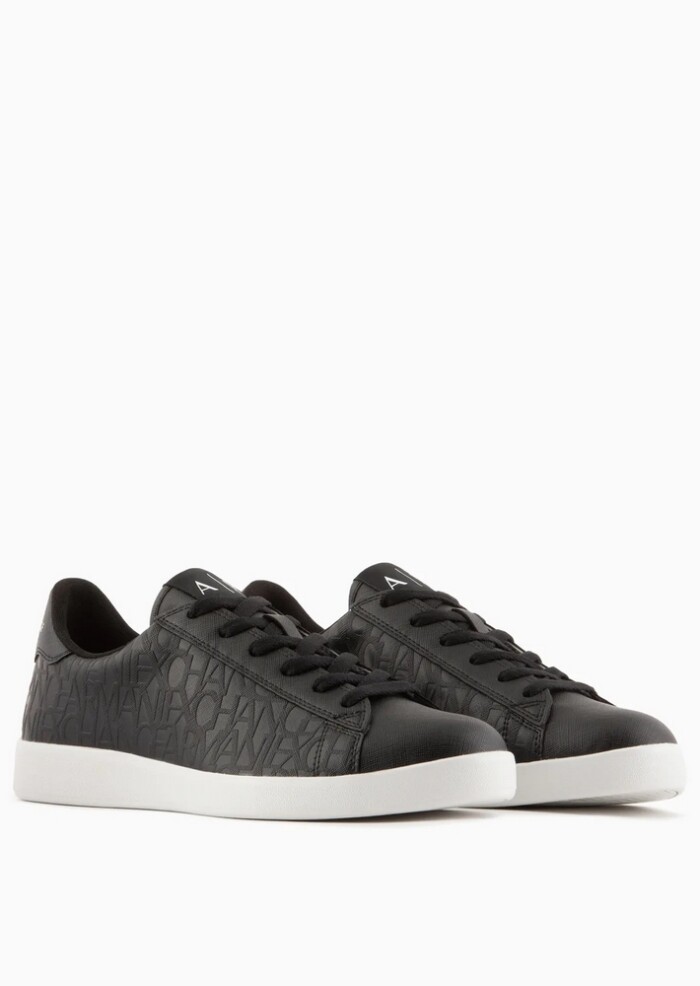 Scarpa Sneakers in Pelle con Logo All-Over - ARMANI | Exchange - Art. XUX016XV6541K001 - Nero