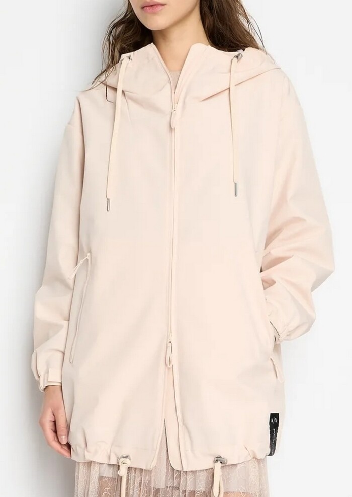 Blouson con Cappuccio in Tessuto Laminato - ARMANI | Exchange - Rosa chiaro