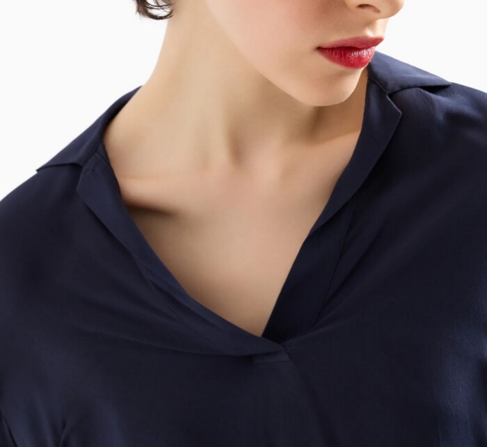 Blusa in Crepe de Chine - ARMANI | Exchange - Blu - immagine 2