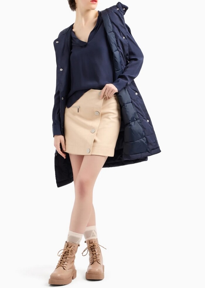Blusa in Crepe de Chine - ARMANI | Exchange - Blu - immagine 5