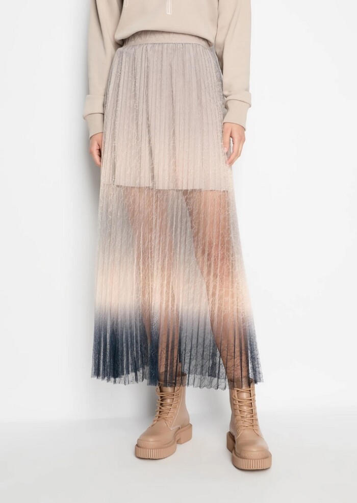 Gonna Mini in Pizzo Plissettato - ARMANI | Exchange - Beige Sfumato