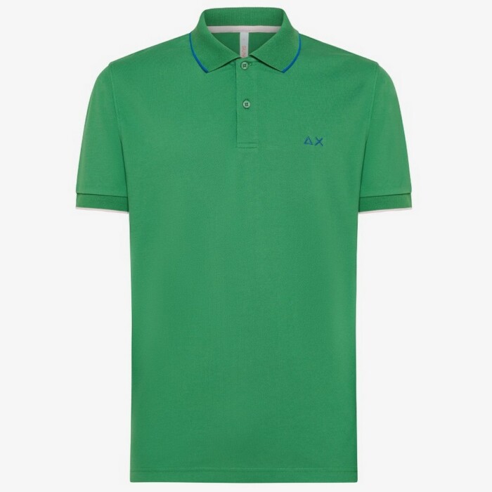 Polo Manica Corta con Profili su Maniche e Colletto – SUN68 – A34113 – Verde