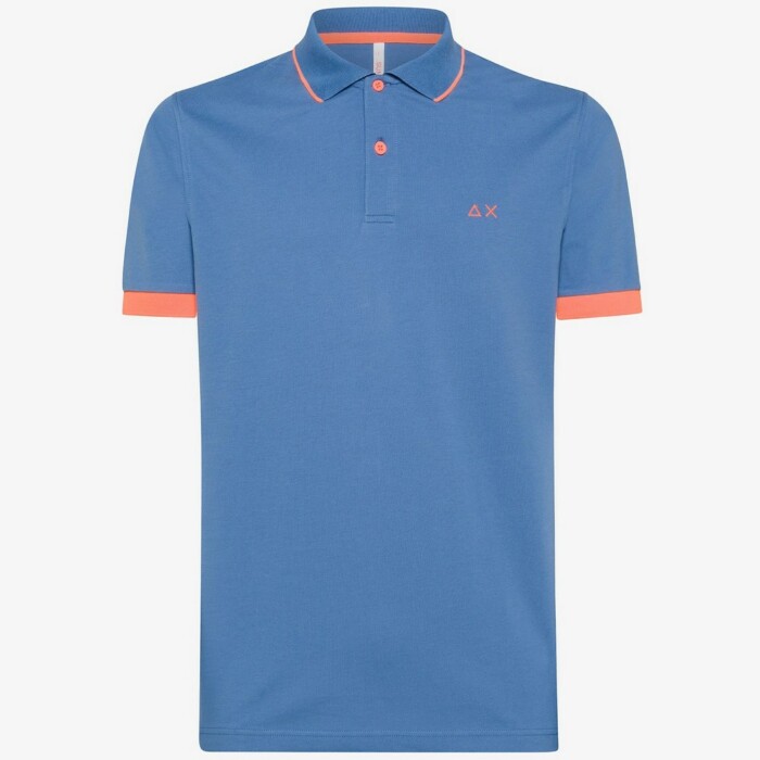 Polo Manica Corta con Profili Fluo su Maniche e Colletto – SUN68 – A34120 – Avio
