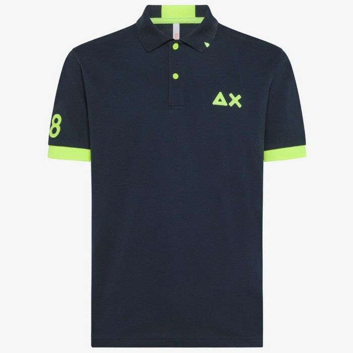Polo Manica Corta Logo Fluo  – SUN68 – A34122 – Blu