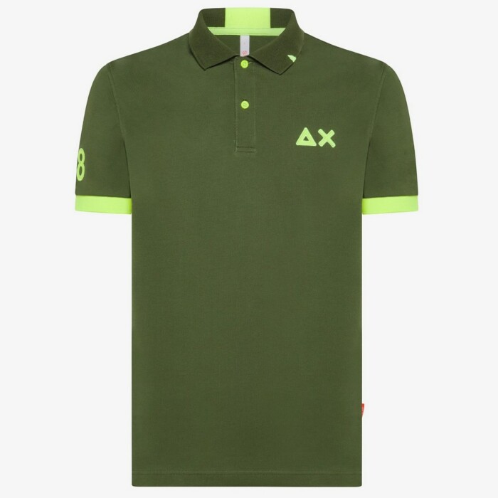 Polo Manica Corta Logo Fluo  – SUN68 – A34122 – Verde