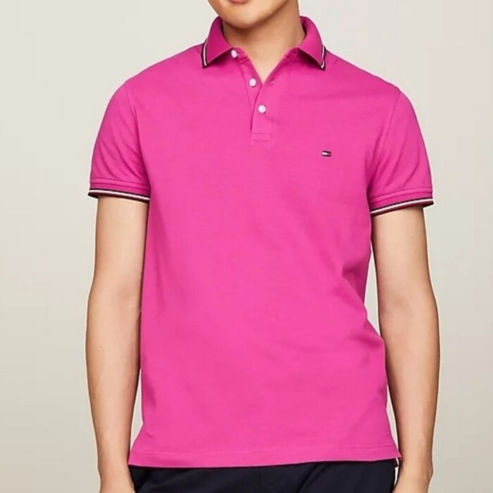 Polo Slim Fit Elasticizzata con Profili - TOMMY HILFIGER - Art. MW0MW30750TZ5 - Fuchsia