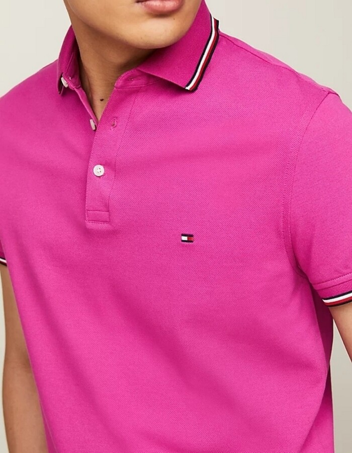 Polo Slim Fit Elasticizzata con Profili - TOMMY HILFIGER - Art. MW0MW30750TZ5 - Fuchsia - immagine 2